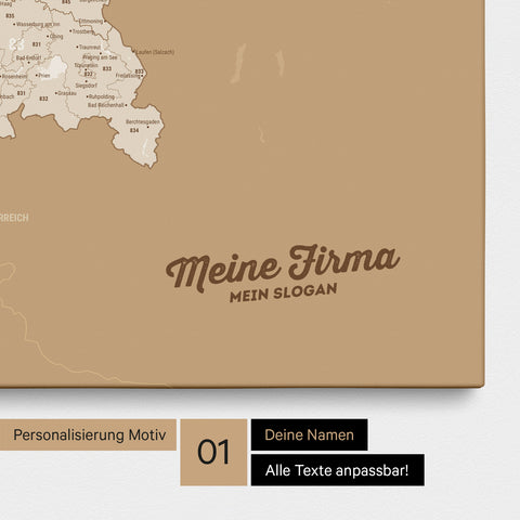 Carte de l’Allemagne PLZ® (zones de codes postaux) à épingles – Or Trésor