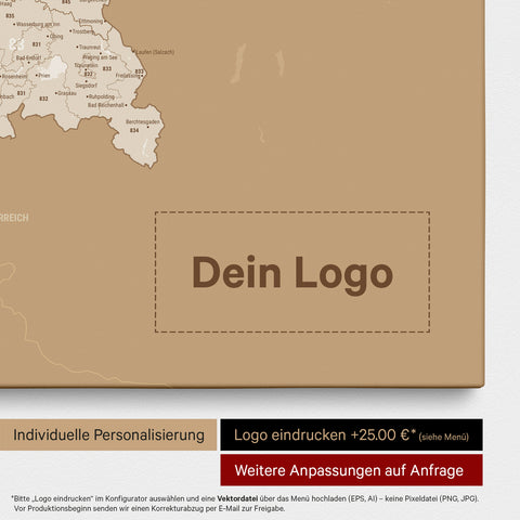 Carte de l’Allemagne PLZ® (zones de codes postaux) à épingles – Or Trésor