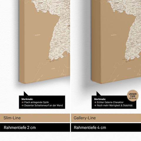 Carte de l’Allemagne PLZ® (zones de codes postaux) à épingles – Or Trésor