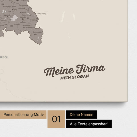 Carte de l’Allemagne PLZ® (zones de codes postaux) à épingles – Gris Chaud