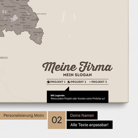 Carte de l’Allemagne PLZ® (zones de codes postaux) à épingles – Gris Chaud