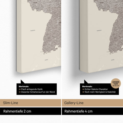 Carte de l’Allemagne PLZ® (zones de codes postaux) à épingles – Gris Chaud