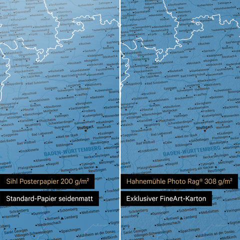 Carte de l’Allemagne TRAVEL® Poster premium – Bleu