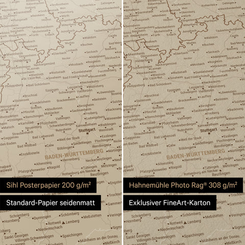 Carte de l’Allemagne TRAVEL® Poster premium – Desert Sand (Beige)