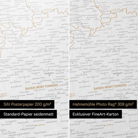 Carte de l’Allemagne TRAVEL® Poster premium – Dark Gray (Gris foncé)