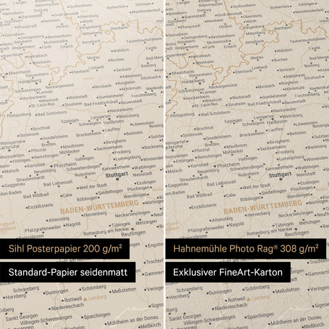 Carte de l’Allemagne TRAVEL® Poster premium – Or