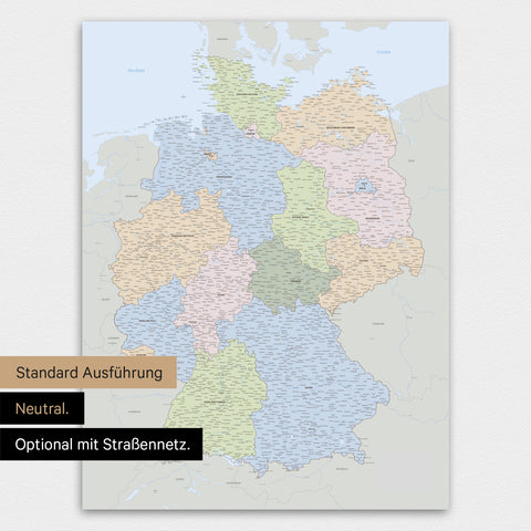 Carte de l’Allemagne TRAVEL® Poster premium – Multicolor Atlas
