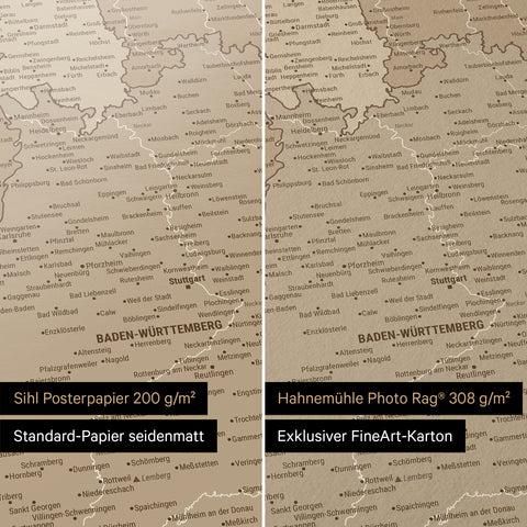 Carte de l’Allemagne TRAVEL® Poster premium – Multicolor Marron