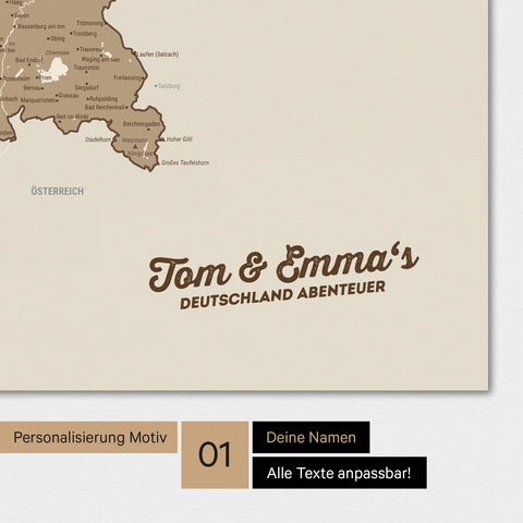 Carte de l’Allemagne TRAVEL® Poster premium – Multicolor Marron