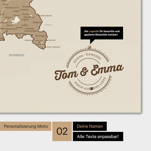 Carte de l’Allemagne TRAVEL® Poster premium – Multicolor Marron