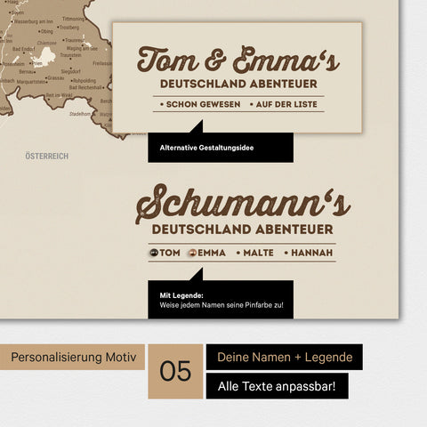 Carte de l’Allemagne TRAVEL® Poster premium – Multicolor Marron