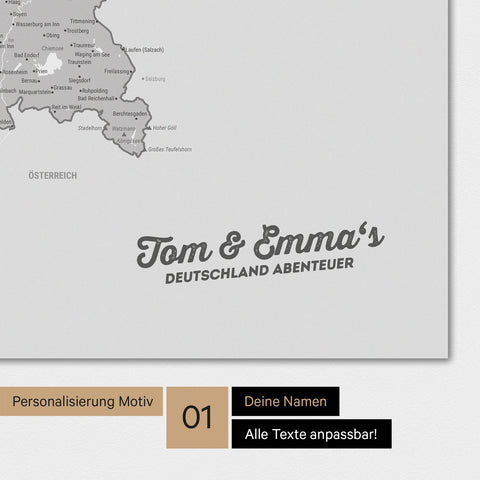 Carte de l’Allemagne TRAVEL® Poster premium – Multicolor Gris