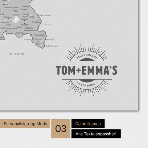 Carte de l’Allemagne TRAVEL® Poster premium – Multicolor Gris