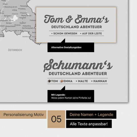 Carte de l’Allemagne TRAVEL® Poster premium – Multicolor Gris