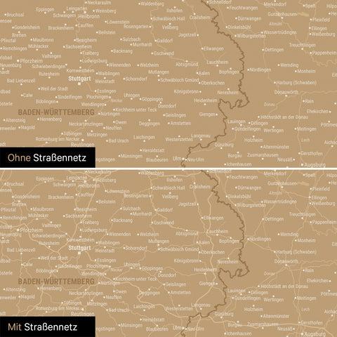 Deutschland-Karte Poster in Sonar Black wahlweise mit oder ohne Straßennetz