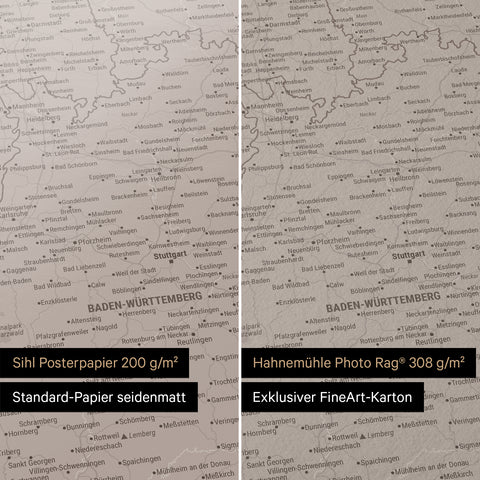Carte de l’Allemagne TRAVEL® Poster premium – Warmgray (Gris brun)