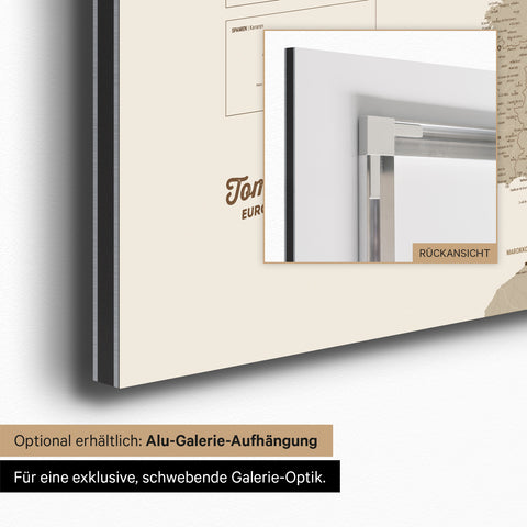 Carte magnétique de l'Europe TRAVEL® Tableau magnétique – Desert Sand (Beige)