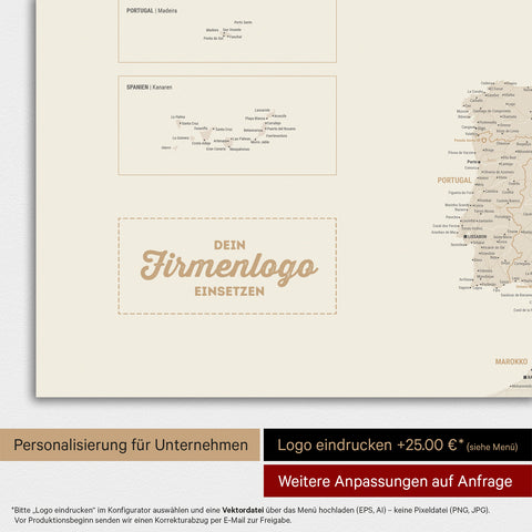 Carte magnétique de l'Europe TRAVEL® Tableau magnétique – Or