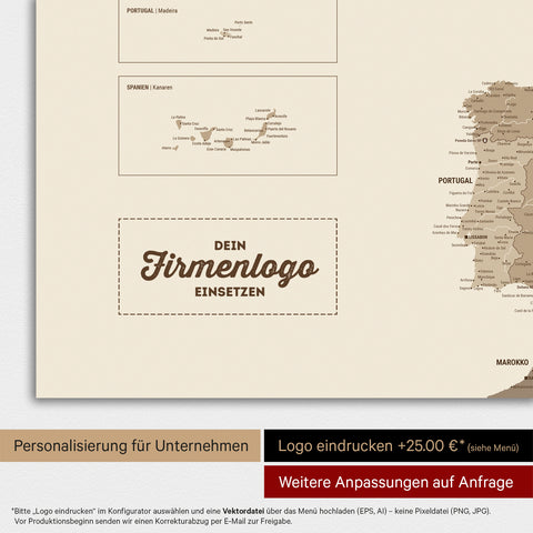 Carte magnétique de l'Europe TRAVEL® Tableau magnétique – Multicolor Marron
