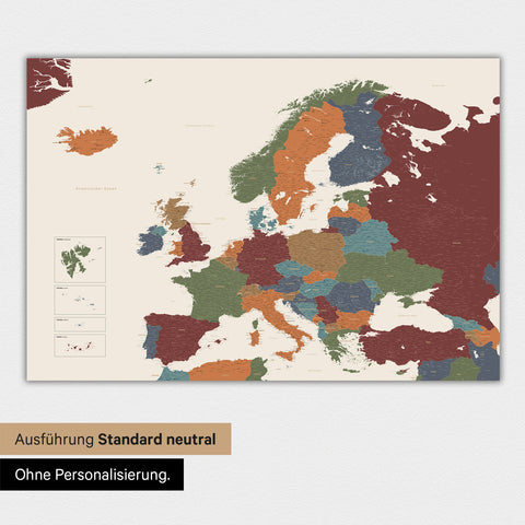 Carte magnétique de l'Europe TRAVEL® Tableau magnétique – Multicolor Vif