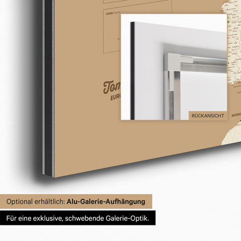 Carte magnétique de l'Europe TRAVEL® Tableau magnétique – Treasure Gold