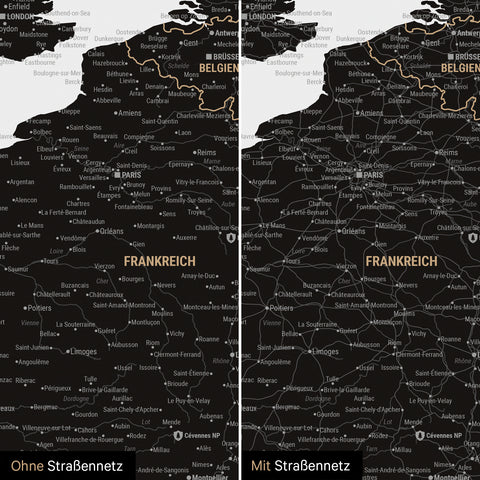 Carte de l'Europe TRAVEL® Poster magnétique – Noir clair
