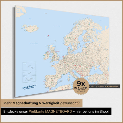 Carte de l'Europe TRAVEL® Poster magnétique – Classique multicolore