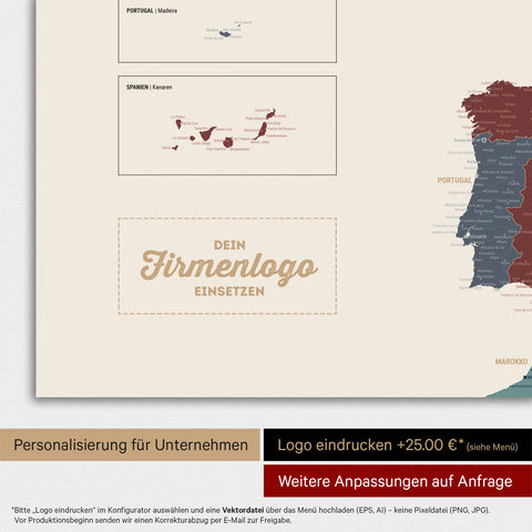 Carte de l'Europe TRAVEL® Poster magnétique – Vif multicolore