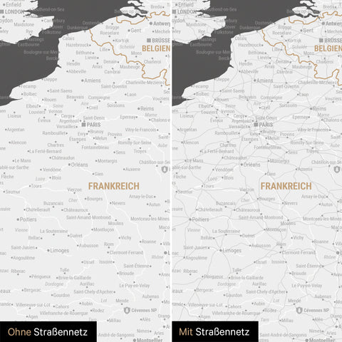 Carte d'Europe TRAVEL® Poster premium – Gris foncé