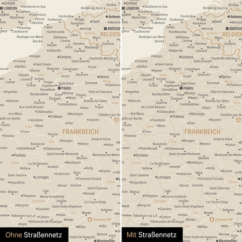 Carte d'Europe TRAVEL® Poster premium – Or