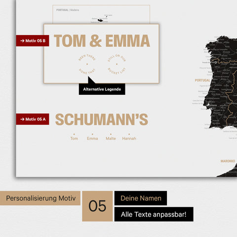 Europa Karte als Poster in Light Black (Weiß-Schwarz) mit Personalisierung als Logo mit einer Weltkugel