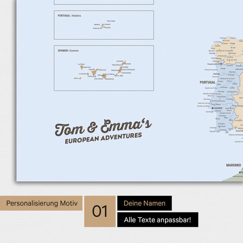Carte d'Europe TRAVEL® Poster premium – Multicolor Atlas (Carte politique)