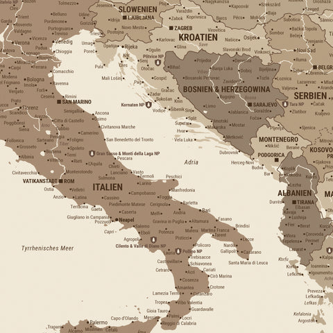 Europa Landkarte Poster in Multicolor Brown zeigt einen Ausschnitt von England, Frankreich und Belgien