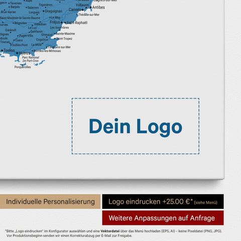 Carte de la France à épingles TRAVEL® – Bleu océan