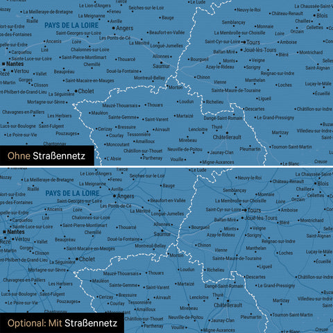 Carte de la France à épingles TRAVEL® – Bleu océan