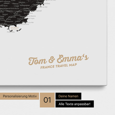 Carte de la France à épingles TRAVEL® – Noir clair