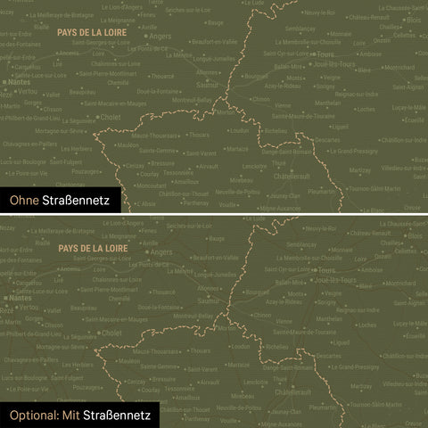 Carte de la France à épingles TRAVEL® – Vert olive