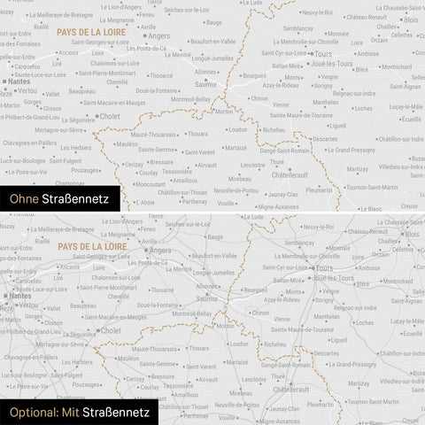 Carte de la France à épingles TRAVEL® – Noir foncé (noir et blanc)