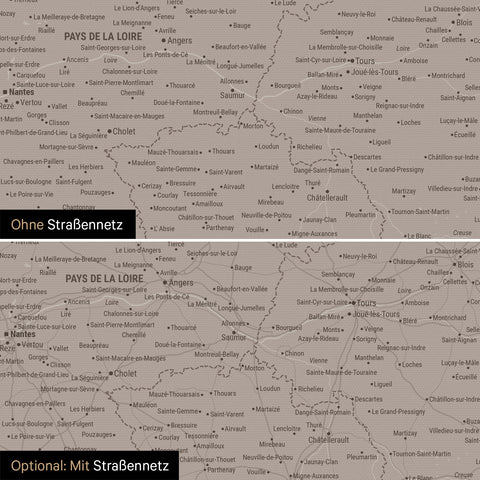 Carte de la France à épingles TRAVEL® – Gris chaud