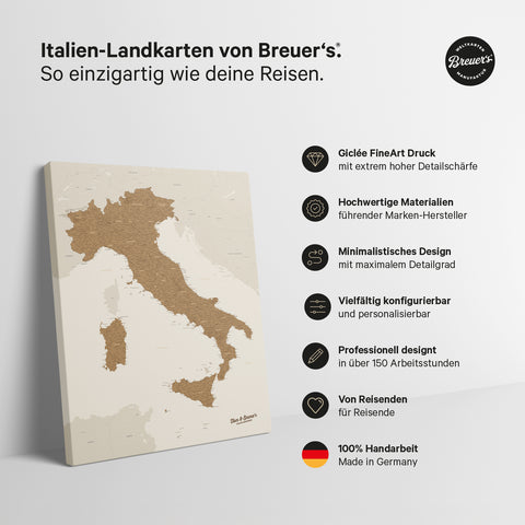 Carte de l’Italie à épingles TRAVEL® – Bronze
