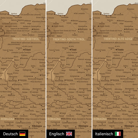 Carte de l’Italie à épingles TRAVEL® – Bronze