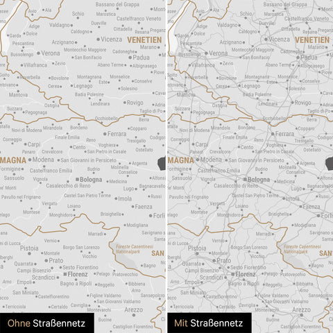 Carte de l’Italie à épingles TRAVEL® – Gris foncé