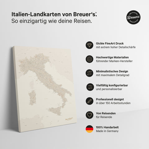 Carte de l’Italie à épingles TRAVEL® – Or
