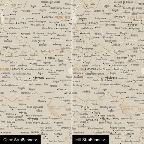 Carte de l’Italie à épingles TRAVEL® – Or