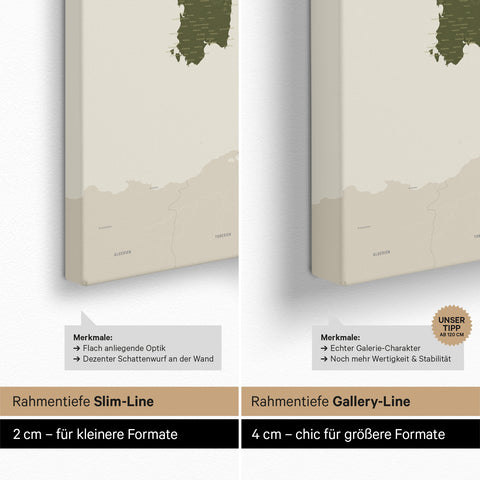 Carte de l’Italie à épingles TRAVEL® – Olive Green