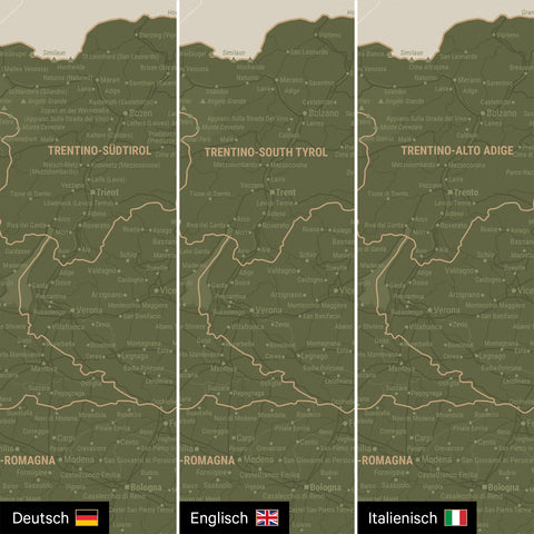 Carte de l’Italie à épingles TRAVEL® – Olive Green