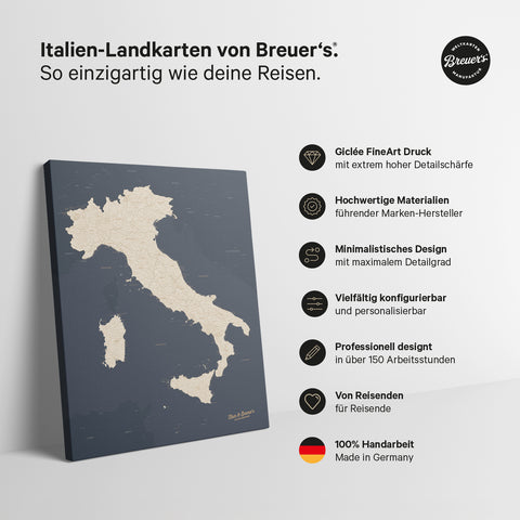 Carte de l’Italie à épingles TRAVEL® – Hale Navy