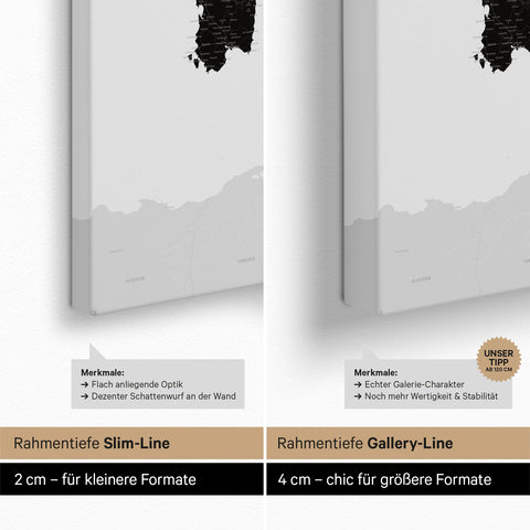 Carte de l’Italie à épingles TRAVEL® – Noir clair