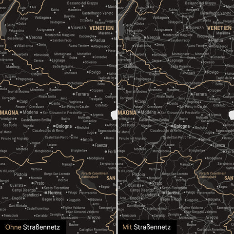 Carte de l’Italie à épingles TRAVEL® – Noir clair