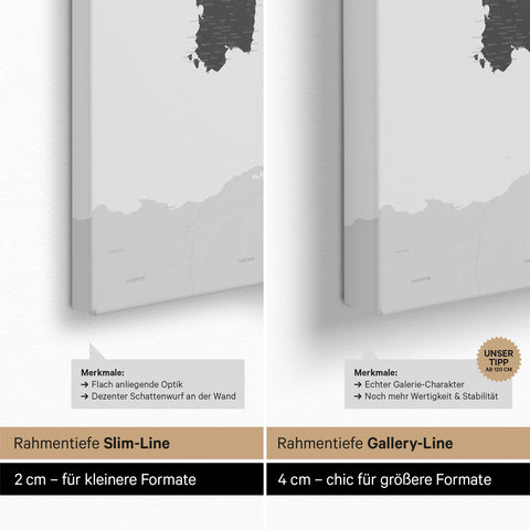 Carte de l’Italie à épingles TRAVEL® – Gris clair